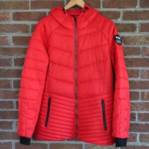 pajar winter coat * red * hooded * zippered pockets * euc